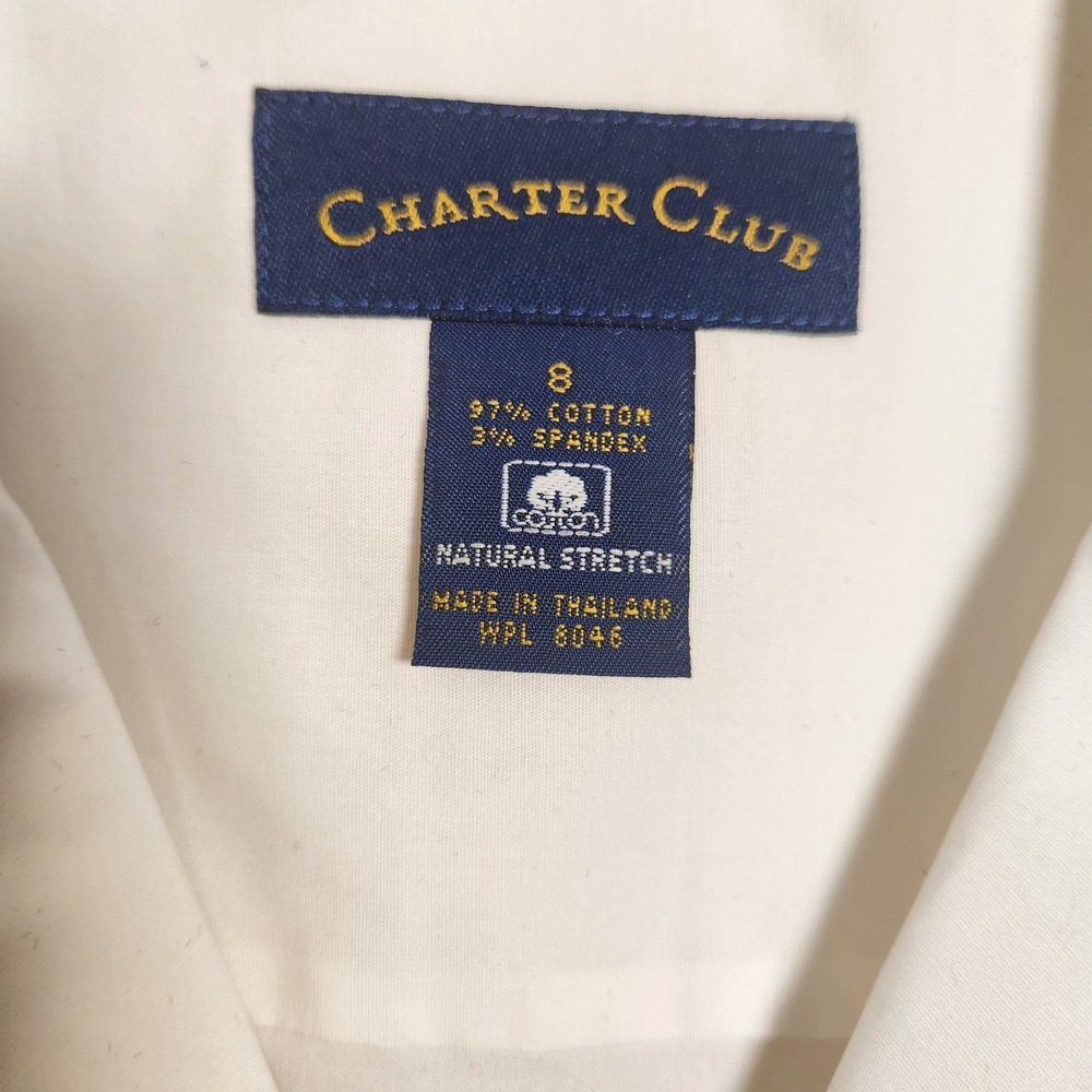 Charter Club Womens White Sleeveless Button Down Workwear Top Cotton Stretch 8 - Picture 3 of 4